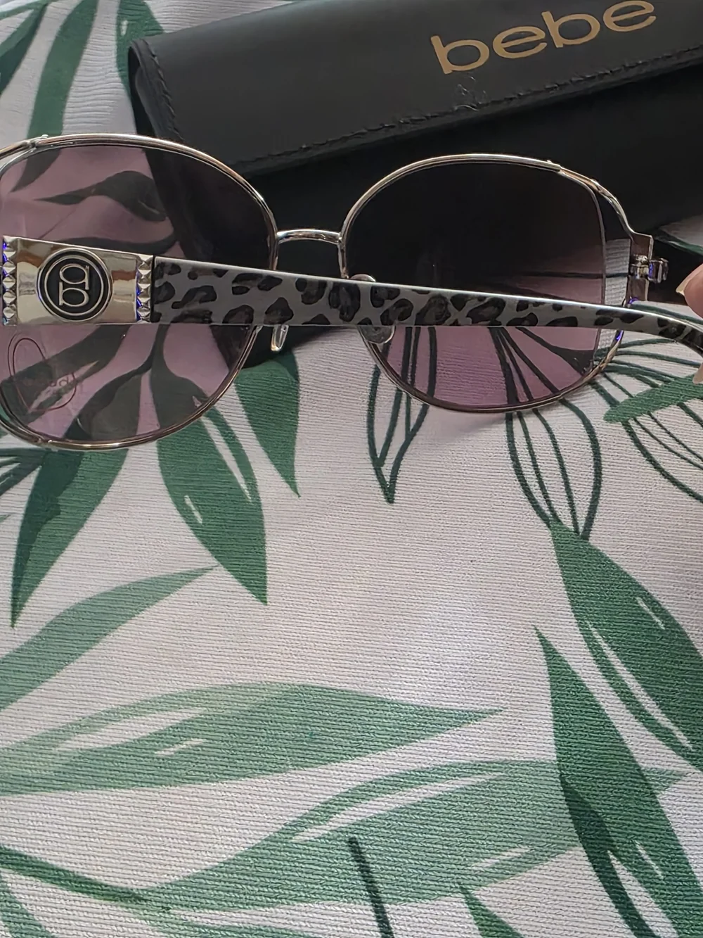 NEW Bebe Frisky BB7078 Shield Aviator Pink Gradient Silver Leopard 58mm
